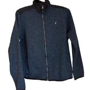 Nautica Teen Full Zip Fleece Jacket Black Blue‎ XL 18/20 Coat Outerwear Note!